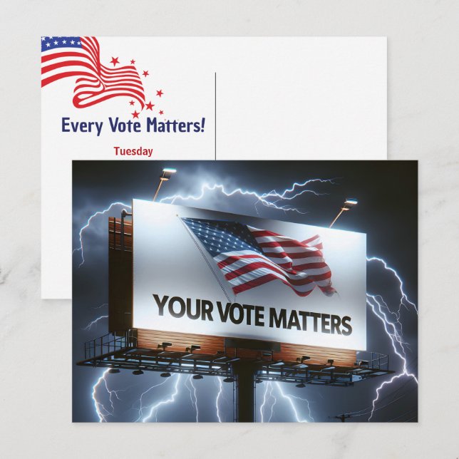 Carte Postale Panneau D'Affichage De Rappel De Vote Avec Éclair (Devant / Derrière)