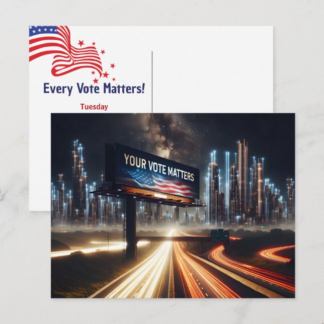 Carte Postale Panneau D'Affichage De Rappel De Vote Avec Éclair (Devant / Derrière)