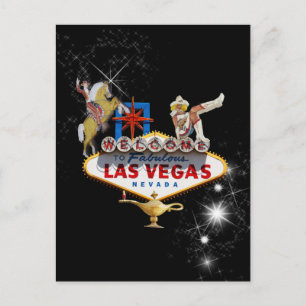 Carte Postale Panneau de bienvenue de Las Vegas sur fond étoilé