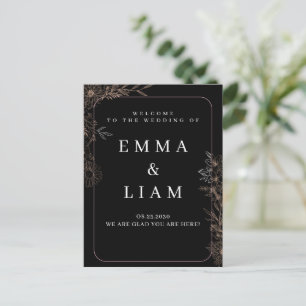 Carte Postale Panneau de bienvenue de mariage floral botanique O