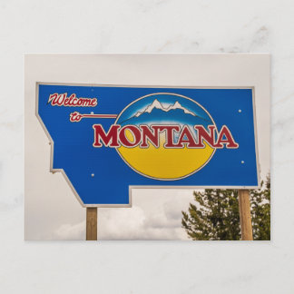 Carte Postale Panneau de bienvenue du Montana - Frontière du Mon