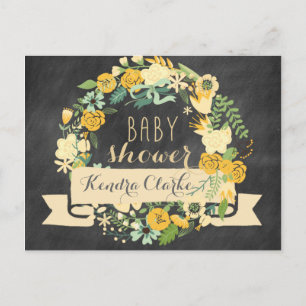 CARTE POSTALE PANNEAU DE CHALKBOARD FLORAL WREATT   INVITATION B