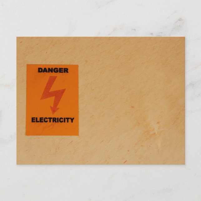 Carte Postale panneau de danger électricité (Devant)