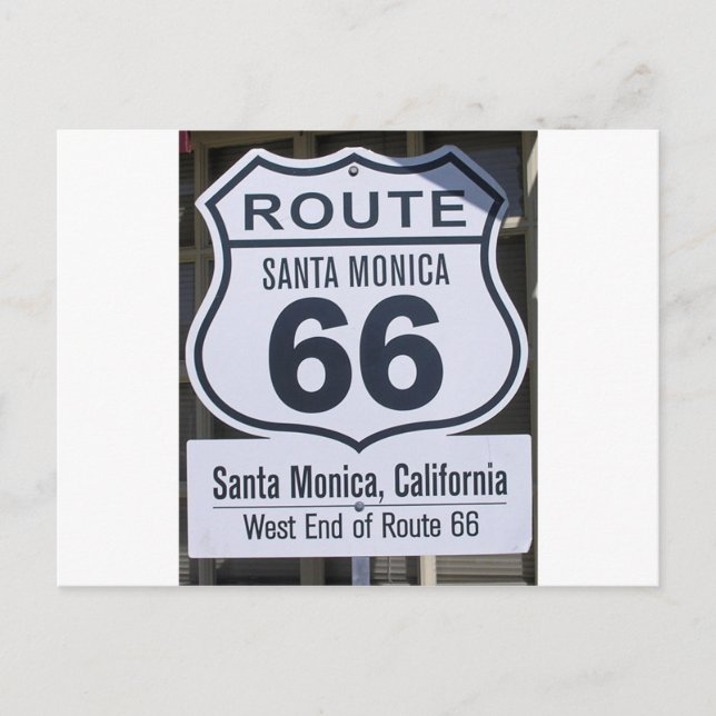 Carte Postale Panneau de fin officiel Route 66 père Noël monica (Devant)