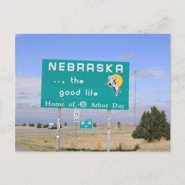 Carte Postale Panneau de la limite de l'État du Nebraska (Devant)
