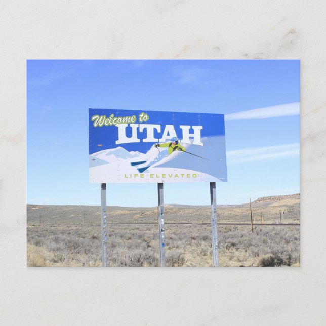 Carte Postale Panneau de la limite d'État de l'Utah (Devant)