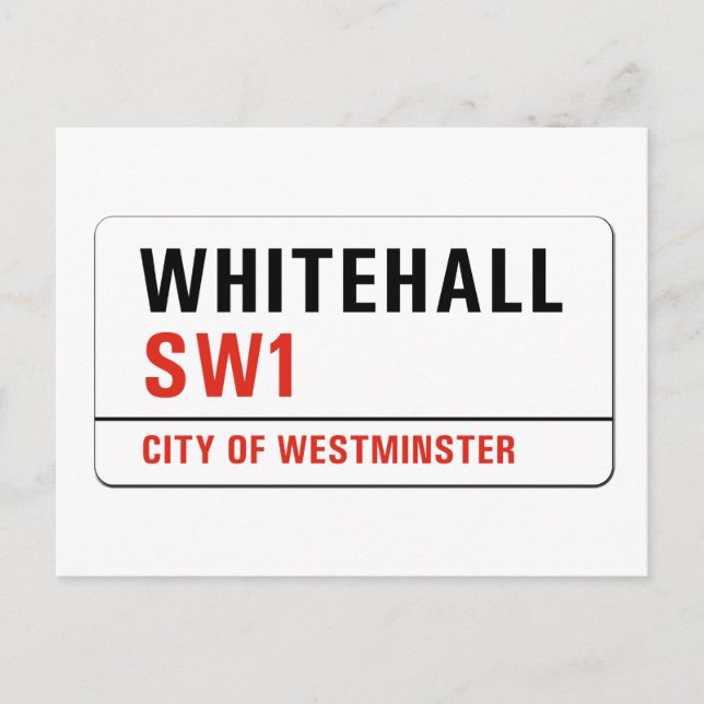 Carte Postale Panneau de la rue London Whitehall (Devant)