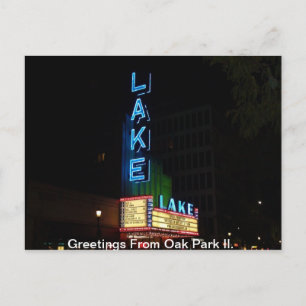 Carte Postale Panneau de néon vintage, Théâtre du lac, Oak Park 