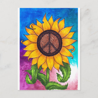 Carte Postale Panneau de Paix Tournesol Stationné
