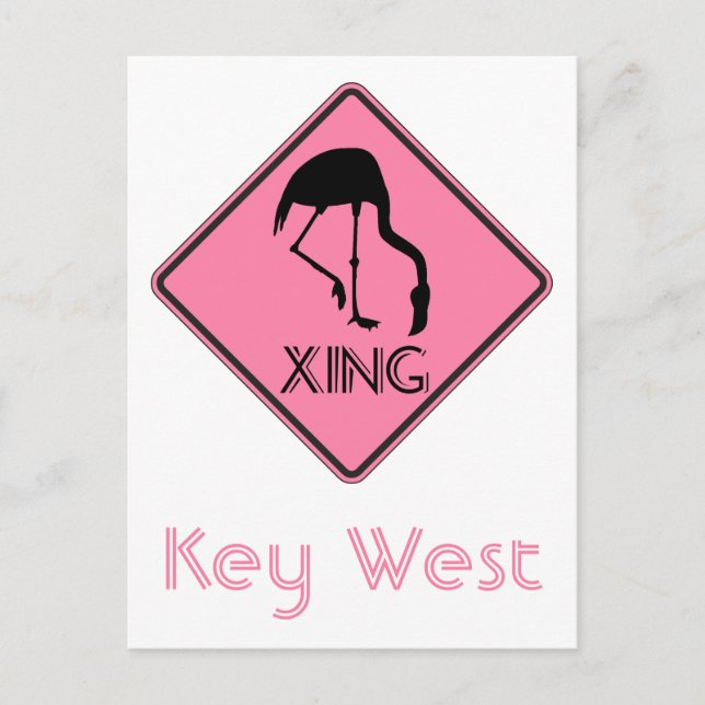 Carte Postale Panneau de passage de flamant rose Key West Florid (Devant)