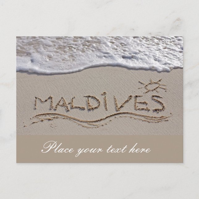 Carte Postale Panneau de plage des Maldives (Devant)