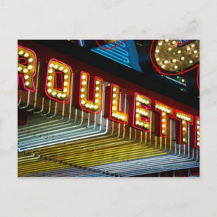 Carte Postale Panneau de roulette Neon au casino, Las Vegas, Nev