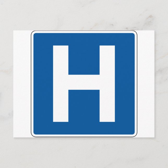 Carte Postale Panneau de rue de l'hôpital (Devant)