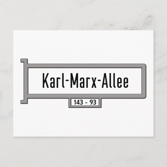 Carte Postale Panneau de rue Karl-Marx-Allee, Berlin (Devant)