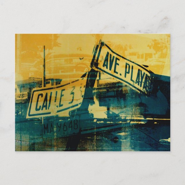 Carte Postale Panneau de rue vert et jaune (Devant)