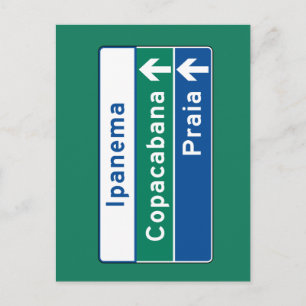 Carte Postale Panneau de signalisation Ipanema/Copacabana/Plage,