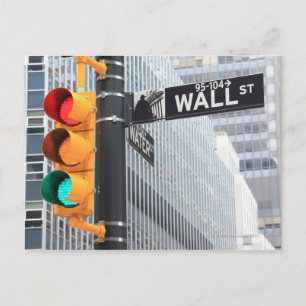 Carte Postale Panneau de signalisation lumineuse et Wall Street