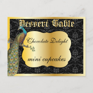Carte Postale Panneau de table Peackcock Gold Dessert ou Candy B