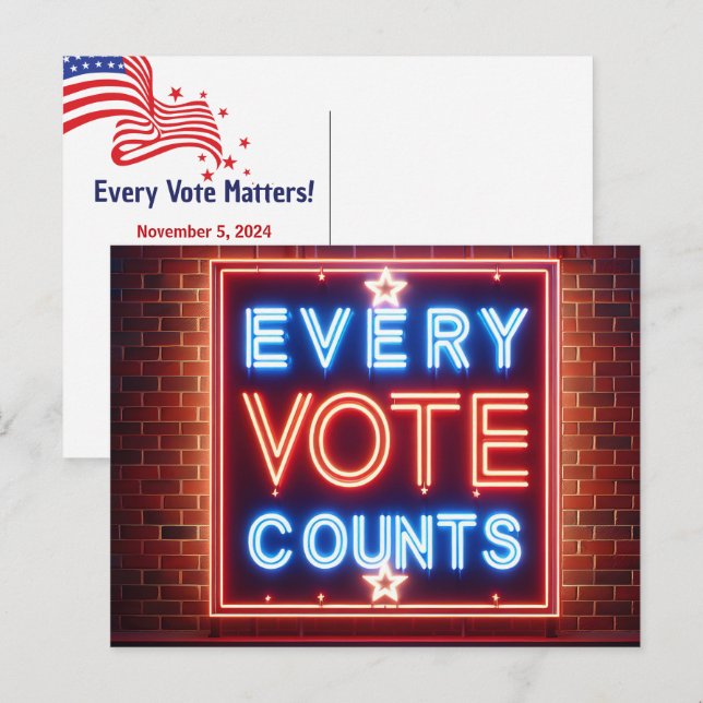 Carte Postale Panneau de vote Neon Rappel (Devant / Derrière)