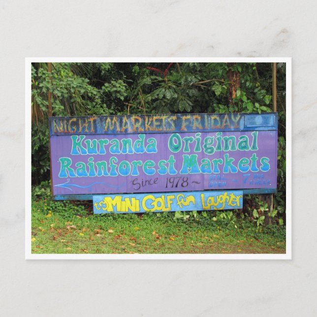 Carte Postale panneau des marchés de kuranda (Devant)