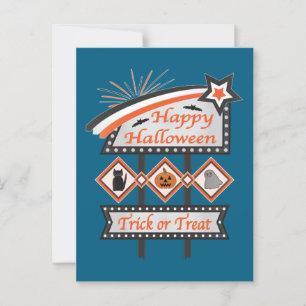 Carte Postale Panneau d'Halloween Vintage rétros - Tricoter ou t