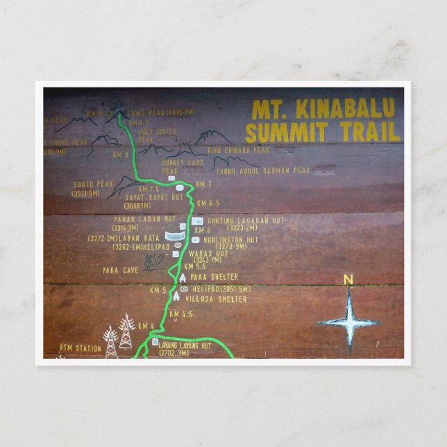 Carte Postale panneau du sentier mt kinabalu (Devant)