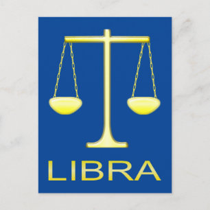 Carte Postale Panneau étoile Balance dorée de Libra