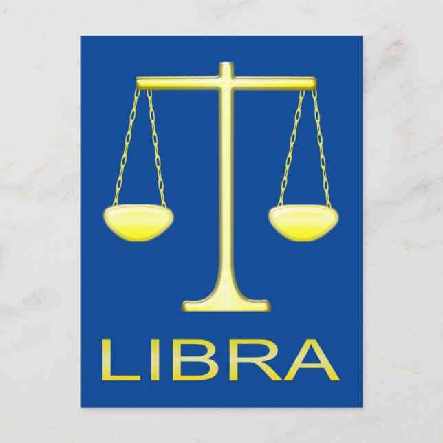 Carte Postale Panneau étoile Balance dorée de Libra (Devant)
