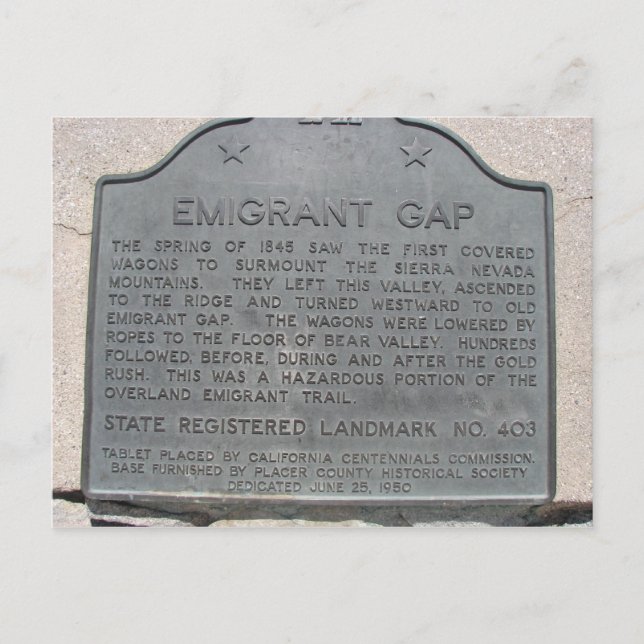 Carte Postale Panneau Historique des écarts d'émigrant (Devant)