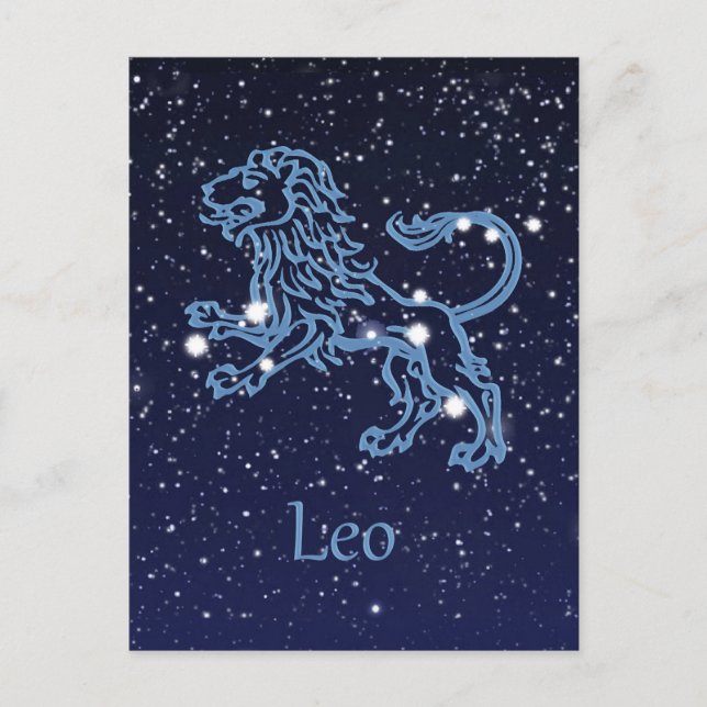 Carte Postale Panneau Léo Constellation et Zodiaque avec étoiles (Devant)