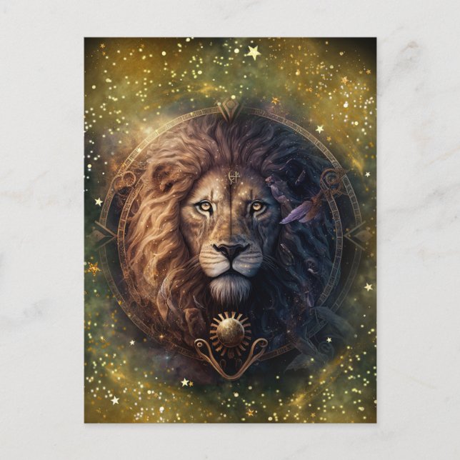 Carte Postale Panneau Leo Zodiac Aquarelle Design (Devant)