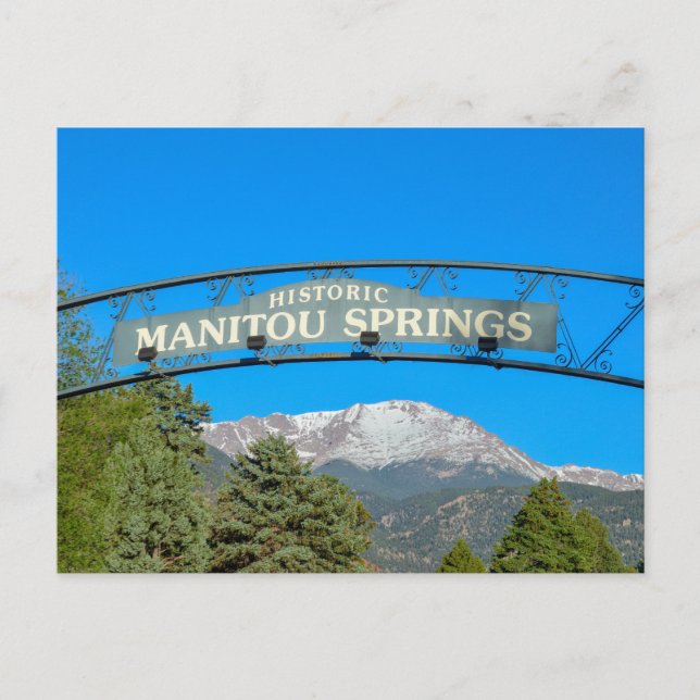 Carte Postale Panneau Manitou Springs Framing Pikes Peak, Colora (Devant)