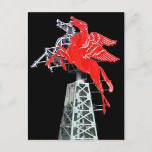 Carte Postale Panneau Neon du centre-ville de Dallas Pegasus