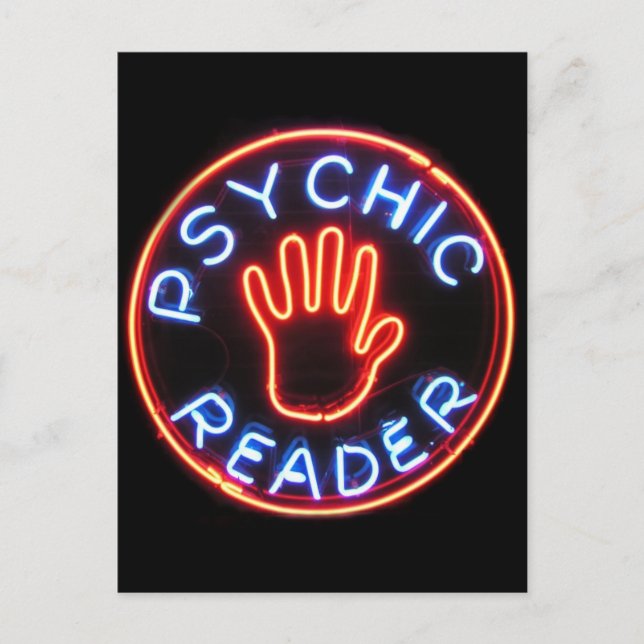 Carte Postale Panneau Neon du lecteur psychique (Devant)