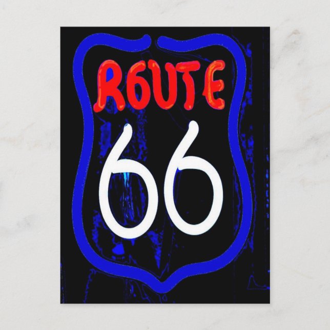Carte Postale Panneau Neon Route 66 De Berwyn Il. (Devant)
