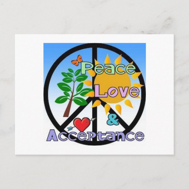 Carte Postale Panneau Paix, Amour et Acceptation-Paix (Devant)