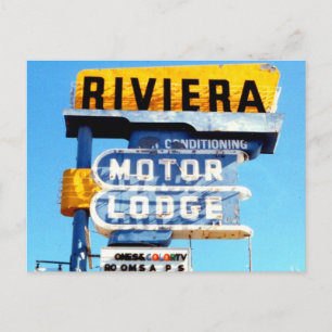 Carte Postale Panneau Retro Vintage du motel Neon