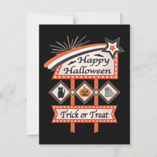 Carte Postale Panneau rétro vintage Halloween – Des bonbons ou u