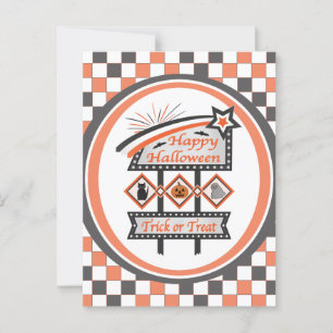 Carte Postale Panneau rétro vintage Halloween – Plaid Trick or T