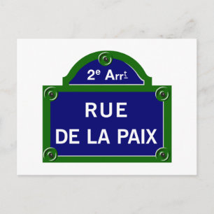 Carte Postale Panneau rue de la Paix, Paris