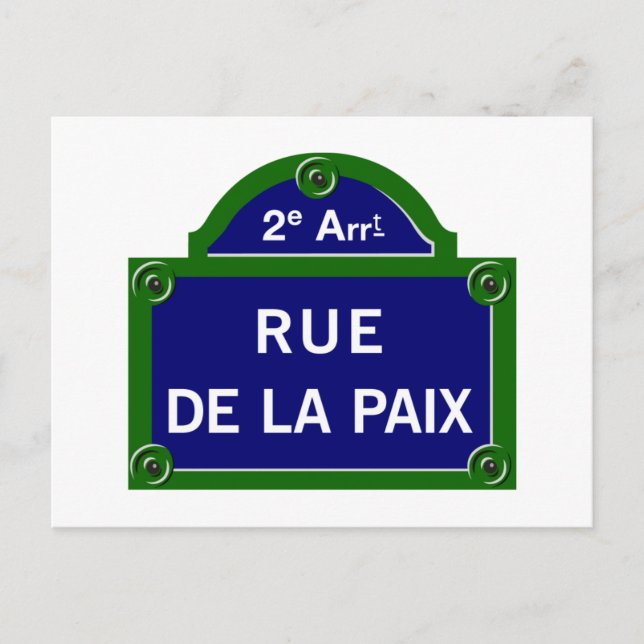 Carte Postale Panneau rue de la Paix, Paris (Devant)