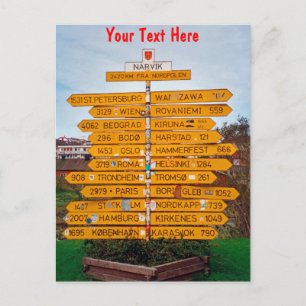 Carte Postale Panneau signalétique Narvik, Norvège personnalisab