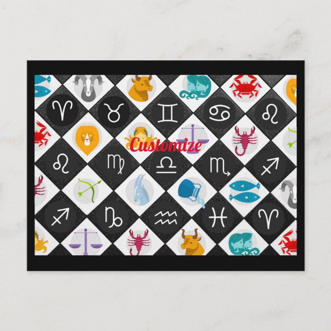 Carte Postale Panneau solaire Zodiac Calendrier Astrologie Thund (Devant)