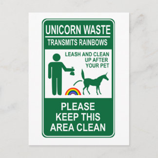 Carte Postale Panneau Unicorne Déchets