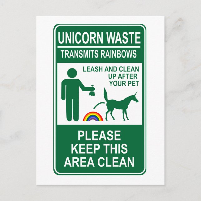Carte Postale Panneau Unicorne Déchets (Devant)
