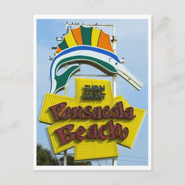 Carte Postale Panneau Vintage Pensacola Beach Floride (Devant)