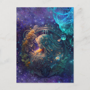 Carte Postale Panneau Virgo Zodiac Aquarelle Design