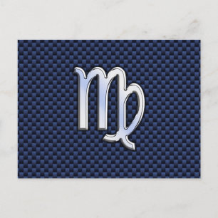 Carte Postale Panneau Virgo Zodiac couleur carbone bleu marine