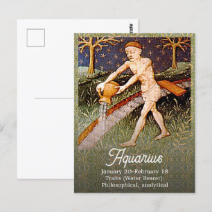 Carte Postale Panneau Zodiac du porteur d'eau Aquarius Fête d'an