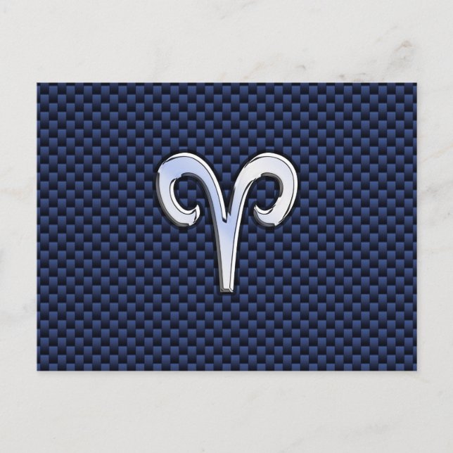 Carte Postale Panneau Zodiac Silver Aries Bleu Carbone Fibres Im (Devant)